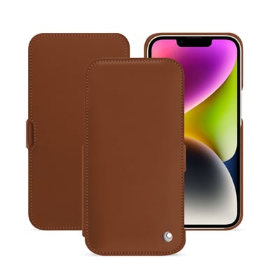 Housse cuir Apple iPhone 15 Plus -  - Marron - Cuir lisse