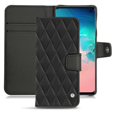 Housse cuir Samsung Galaxy S10E -  - Noir - Cuir lisse couture