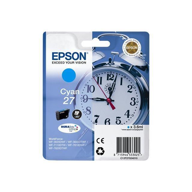 Epson 27 3.6 ml cyan originale blister cartouche d'encre pour WorkForce WF 3620DWF WF 3640DTWF WF 7110DTW WF 7610DWF WF 7620DTWF - vue 4