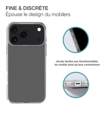 Pack 2 en 1 Coque iPhone 17 Pro Max Souple Transparente + Protège écran 2.5D + SmartFrame™ - Certifié GRS Bigben