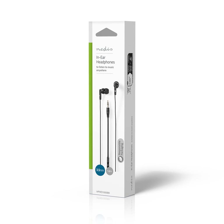 Nedis Écouteurs Filaires 3.5 mm avec Contrôle du Volume Noir - Neuf Noir - vue 2