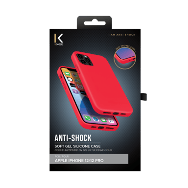 (O) Coque antichoc en gel de silicone doux pour Apple iPhone 12 Pro Max, Rouge Ardent