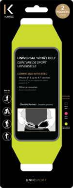 Cintura sportiva universale con 2 tasche, giallo Noen