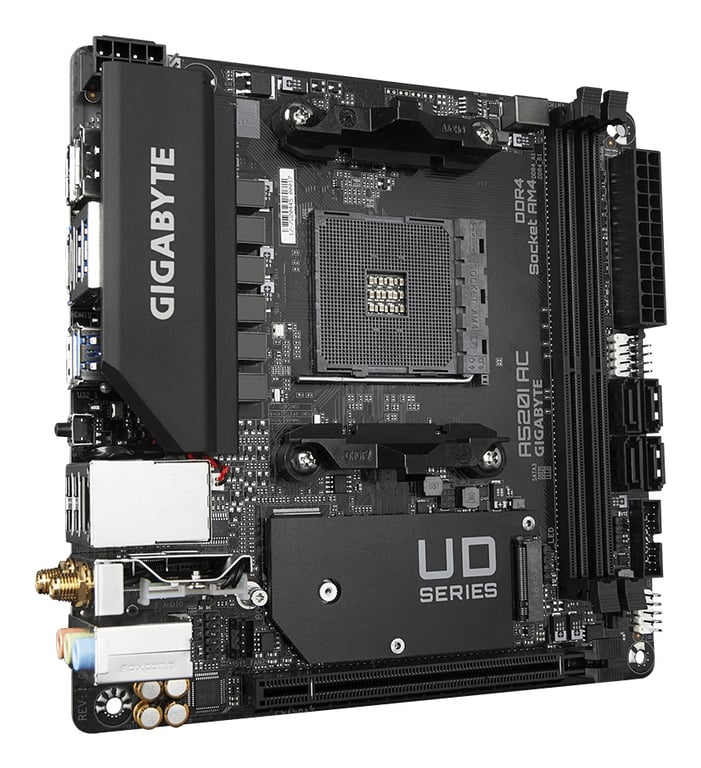 GIGABYTE A520I AC Carte Mère Prend en charge les processeurs AMD Ryzen 5000 Series AM4 6 phases VRM numériques jusqu'à 5300MHz DDR4 OC 1xPCIe 3.0 .2 WIFI GbE LAN USB 3.2 Gen1 Neuf - vue 3