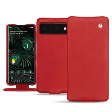 Housse cuir Google Pixel 6 Pro -  - Rouge - Cuir lisse premium