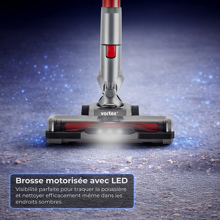 Vortex Aspirateur Balai Cyclonique 2 En 1 Filtre Hepa Autonomie 35min Lumière Led Indicateur De Batterie - vue 4