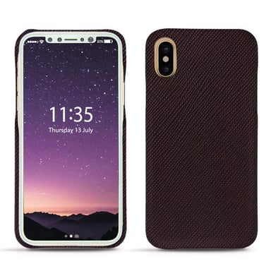 Coque cuir Apple iPhone X -  - Marron envoûtant ( Pantone #4e3629 ) - Cuir saffiano