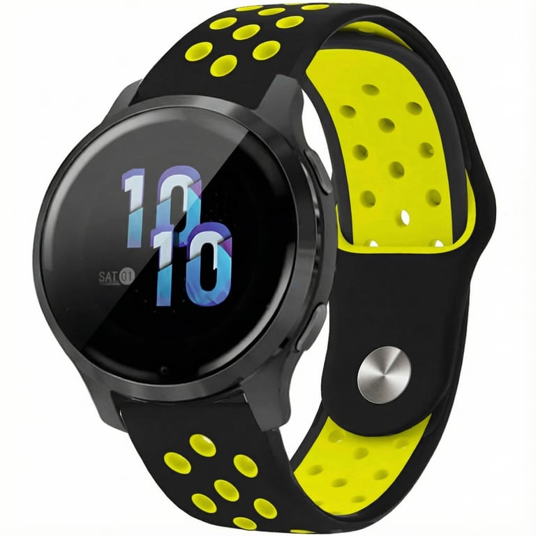 imoshion Bracelet sport en silicone - Connexion universelle 22 mm - Black & Neon Yellow - Neuf
