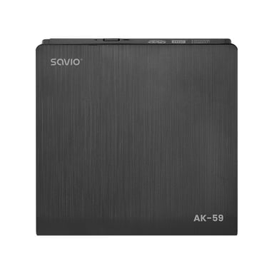 Savio AK-59 External slim CD/DVD Recorder R/RW - USB-C/USB-A black unidad de disco óptico DVD±RW Negro
