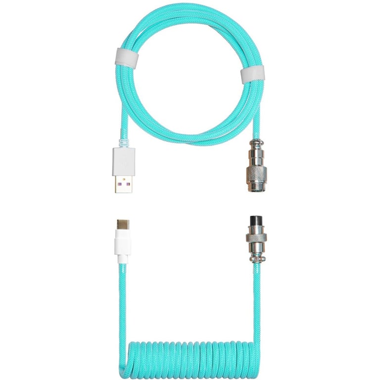 COOLER MASTER Câble de clavier Coiled Cable USB Type A - Type C M/M 1,5m (Cyan) - Neuf