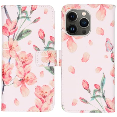 imoshion Design Softcase Bookcase pour Apple iPhone 13 Pro - Blossom Watercolor White