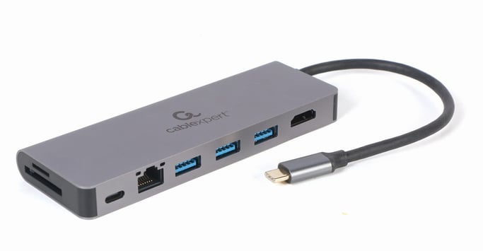 Gembird A-CM-COMBO5-05 hub & concentrateur USB 3.2 Gen 1 (3.1 Gen 1) Type-C 5000 Mbit/s Gris