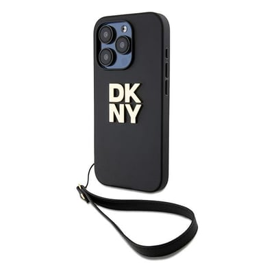 Étui DKNY pour iPhone 15 Pro 6.1'' noir étui rigide Wrist Strap Stock Logo