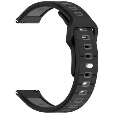 Bracelet Bicolore à Rayures compatible with Amazfit Helio - Noir/Gris - Confort et Style