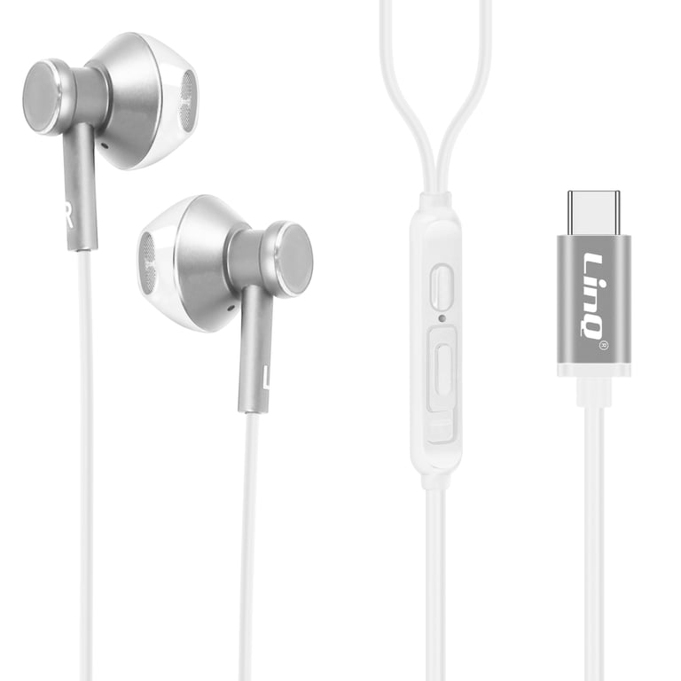 Écouteurs Filaires LinQ – USB-C, Son de Qualité, Micro et Tél écommande Intégrés