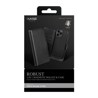 Robusta custodia magnetica e guscio 2 in 1 per Apple iPhone 14 Pro, nero onice