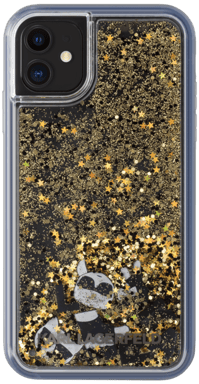 Custodia Karl Lagerfeld Bling Bling con charms fluttuanti per Apple iPhone 11, oro