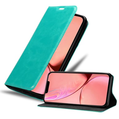 Coque pour Apple iPhone 13 PRO en TURQUOISE PÉTROLE Housse de protection Étui avec fermeture magnétique, fonction de support et compartiment pour carte