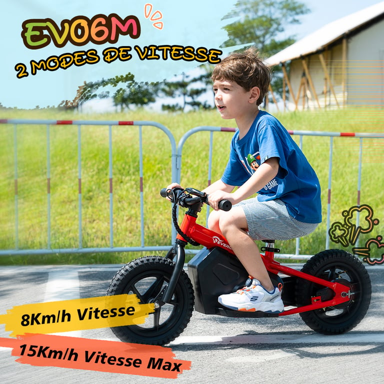 EVERCROSS TECH EV06M Moto Électrique Enfants 3-6 ans, 4Ah 100W 15KM/H 2 Modes de Vitesse, Pneu 12 , Cadeau Noir - Neuf