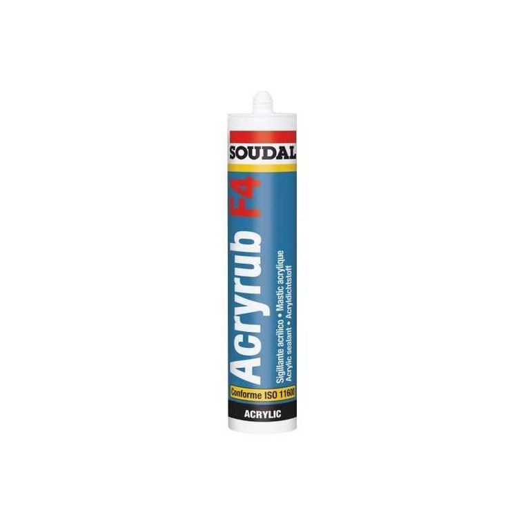 Mastic acrylique Soudal ACRYRUB F4 cartouche 300 ml étanche recouvrable Gris - Neuf