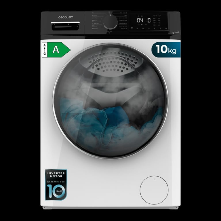 Cecotec Lave linge 10Kg Chargement Frontal Bolero DressCode 10610 Inverter A. 1400 RPM Steam Max Moteur Inverter Plus 15 Programmes OnSmart Smooth Wash Stop&Go Gomme Antibactérienne Drum Clean