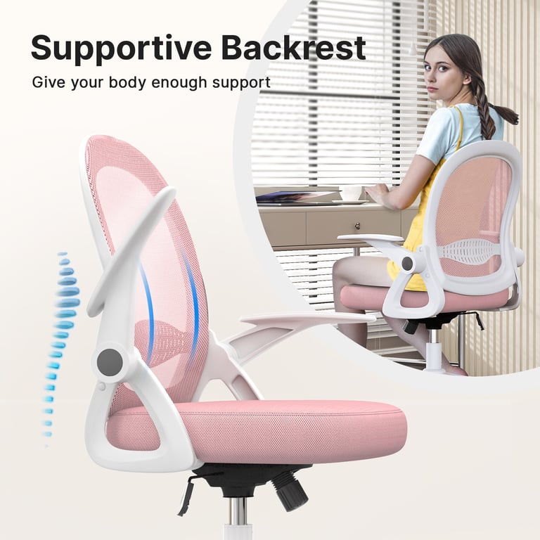 Chaise de bureau ergonomique en maille avec dossier moyen accoudoirs relevables soutien lombaire et fonction pivotante Neuf - vue 6