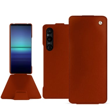 Housse cuir Sony Xperia 1 V -  - Orange - Cuir vegan