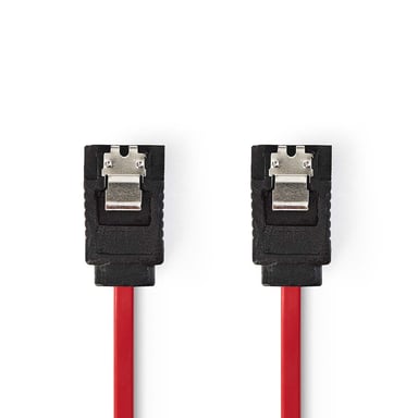 NEDIS Cable de datos SATA 3Gb/s - SATA 7 patillas hembra con bloqueo - SATA 7 patillas hembra con bloqueo - 0,5 m - Rojo