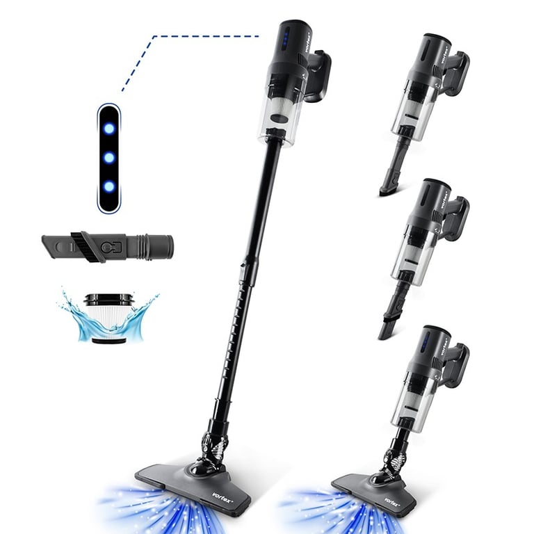 Vortex Aspirateur Balai 2en1 Sans Fil Autonomie 40min Filtre Hepa Fourni Avec Support Mural