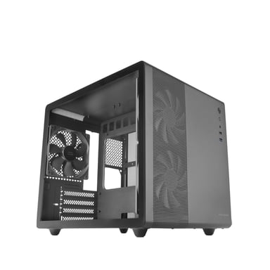 Mars Gaming MC-MPRO Negro, Caja Profesional Compacta Micro-ATX, Ventana Lateral Completa Cristal Templado, 3x Ventiladores 120mm, Panel Lateral Completo Mesh