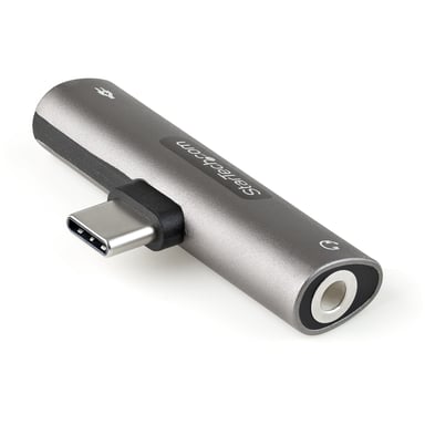 StarTech.com Adaptador de Audio y Carga USB-C - Adaptador de Audio USB Tipo C con Salida TRRS de 3,5mm para Auriculares con Micrófono y Pass Through de 60W USBC para Cargador