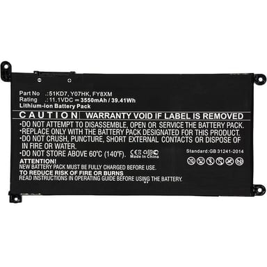 CoreParts MBXDE-BA0194 ricambio per laptop Batteria (Laptop Battery for Dell - 37.7Wh Li-ion 11.1V 3400mAh - Black 37.7Wh Li-ion 11.1V 3400mAh Black for DELL Notebook, Laptop Chromebook 11 - Warranty: 12M)