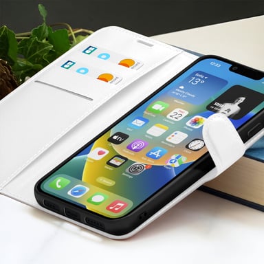 Zanaé Funda tipo cartera para iPhone 14 con soporte y lengüeta magnética Blanco
