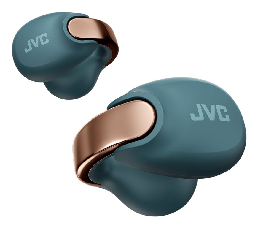 JVC HA-NP1T Casque True Wireless Stereo (TWS) Clip d'oreille Appels/Musique USB Type-C Bluetooth Bleu, Or - Neuf