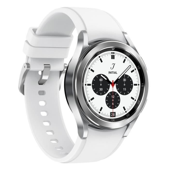 Galaxy Watch4 Classic 42mm boitier Argent - Super AMOLED - Bluetooth + 4G -  Bracelet Blanc - Samsung