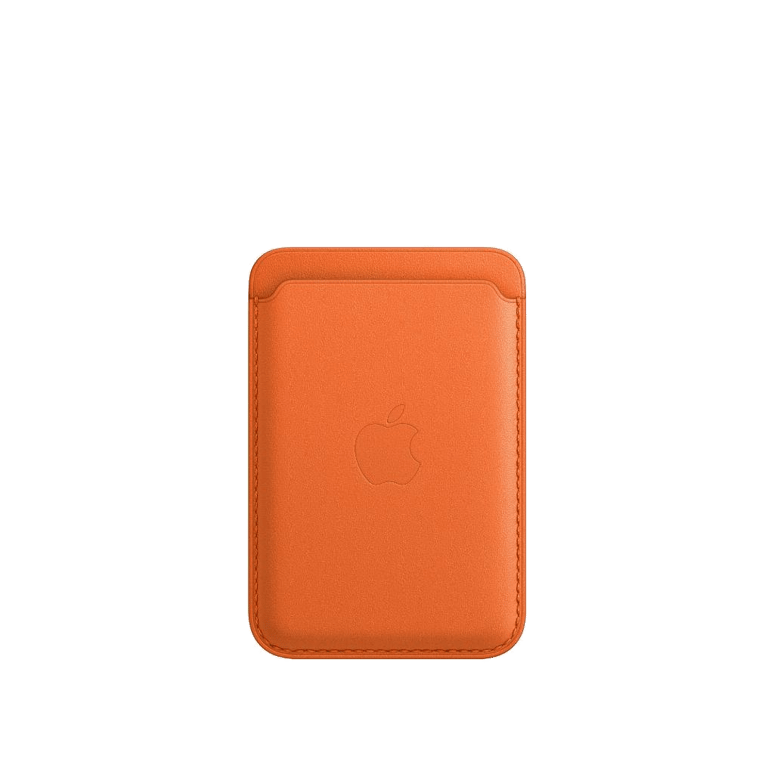 Porte-cartes en cuir avec MagSafe pour iPhone - Orange