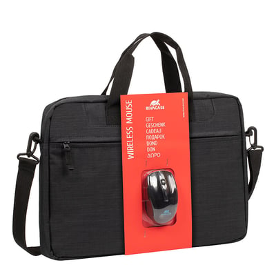 Rivacase 8038 + RATÓN INALÁMBRICO 39,6 cm (15,6'') Maletín Negro