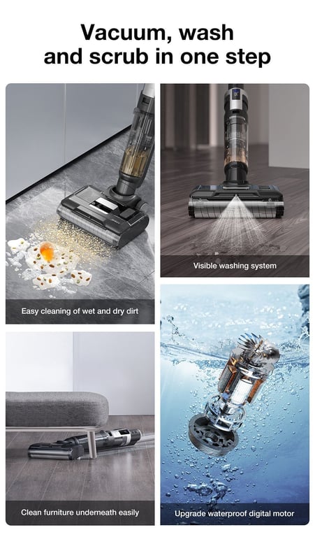 JIMMY HW9 Aspirateur sec et humide sans fil autonettoyant réservoir d'eau anti poussière de 400 ml moteur sans balais étanche contrôle de pulvérisation d'eau affichage LED - vue 4