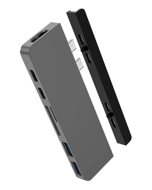 HYPER HyperDrive DUO 7 en 2 para MacBook Pro - Puertos : HDMI 4K60Hz - Plata
