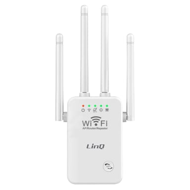 Extendeur Wifi Sans fil Longue Portée 300Mbps 4 Antennes Réglables LinQ Blanc