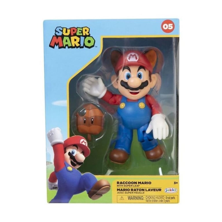 Figurine - JAKKS PACIFIC - Super Mario Bros : Mario Raton Laveur (Racoon) -  10 cm - Jakks Pacific