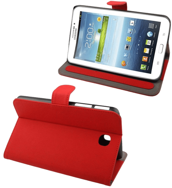 Housse Samsung Galaxy Tab 3 P3200 Sm T2100 7 ' Anticasse Support Tissu Rouge Faux cuir YONIS