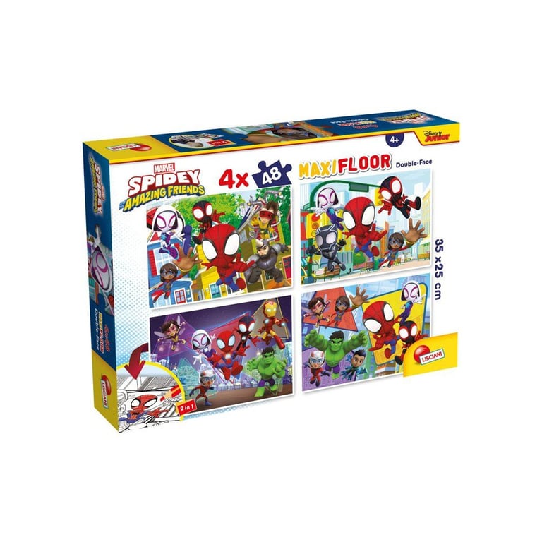 Puzzle Double Face Lisciani Giochi Spidey – 4 Puzzles de 48 Pièces, Dès 4 Ans