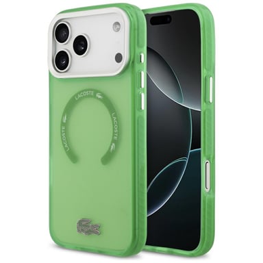Étui Lacoste Shockproof Transparent Frosted MagSafe pour iPhone 17 Pro Max vert