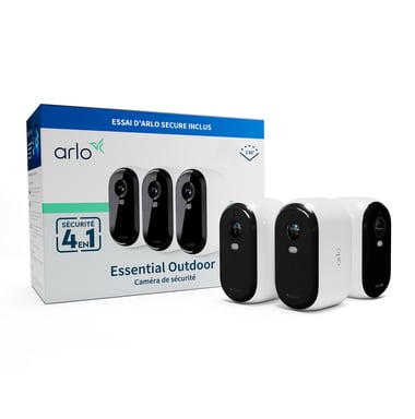 Arlo Essential Caméra de sécurité extérieure, pack de 3