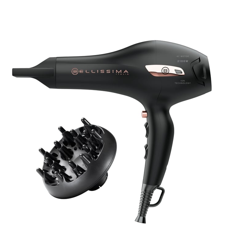 Sèche cheveux Professionnel Bellissima P7 3000 3 Températures 2 Vitesses Ionique Accessoires Or