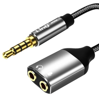 Adaptateur Audio Jack 3.5mm vers Double Jack 3.5mm Femelle Casque + Micro LinQ