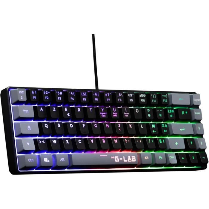 Clavier Gamer - KEYZ HYDROGEN - 60% Format Compact - Rétroéclairé - Filaire - Noir/Gris - Neuf