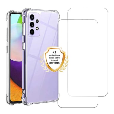 EVETANE Samsung Galaxy A52/A52S Cover in silicone antiurto + 2 pannelli in vetro temperato per la protezione dello schermo