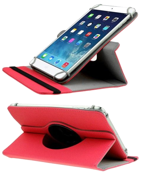 Housse de Tablette Tactile Protection Intégrale 7 Pouces Support 360° Cuir Rouge Tissus YONIS